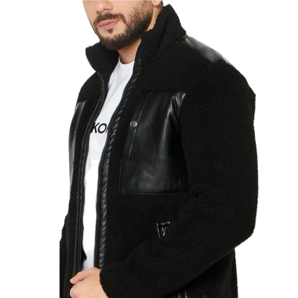 NWT MICHAEL KORS
Men's Sherpa-Fleece‎ Mixed-Media Jacket Black - Picture 7 of 16